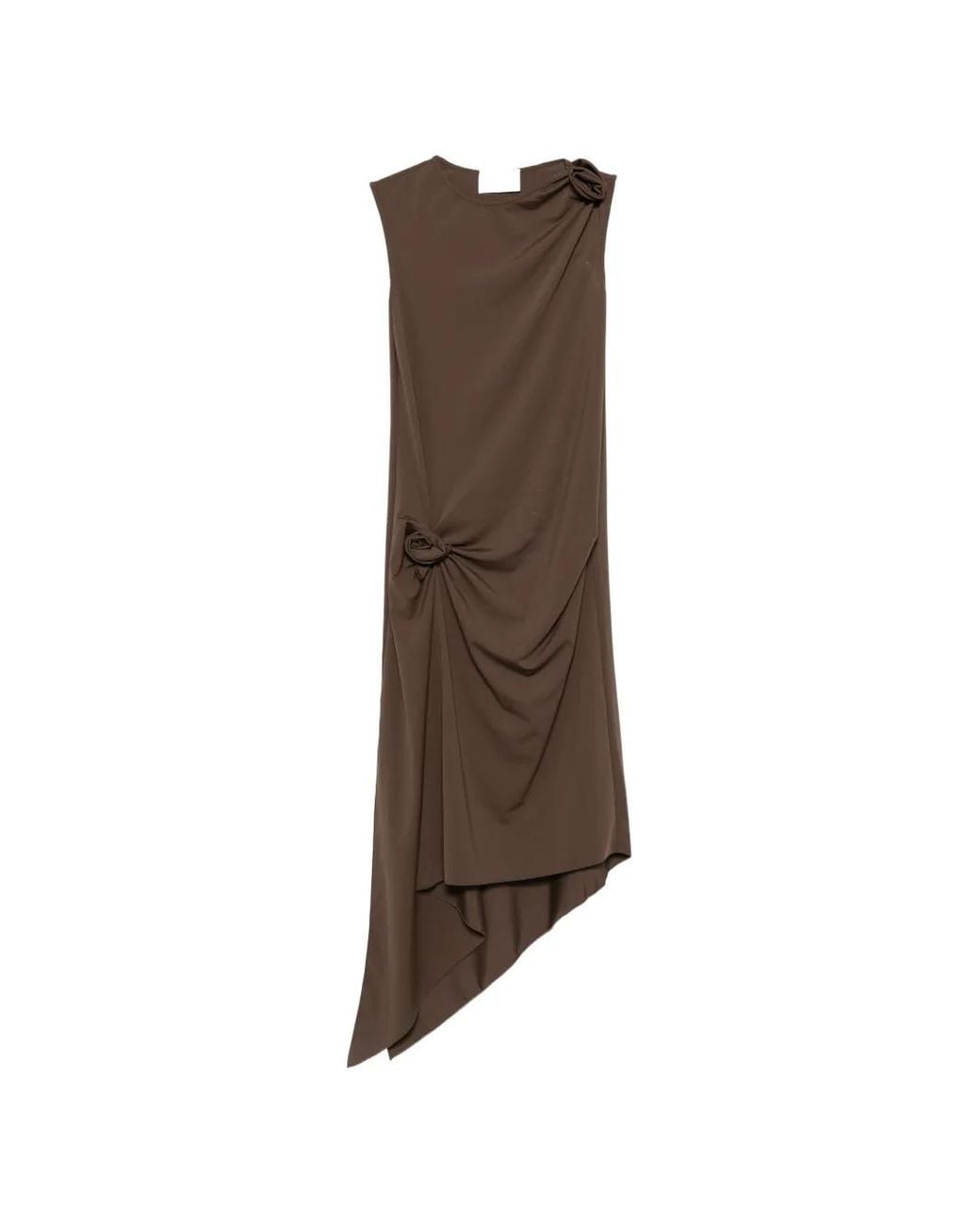 Coperni Brown Robe Mi-Longue Asymétrique À Détail Fleur