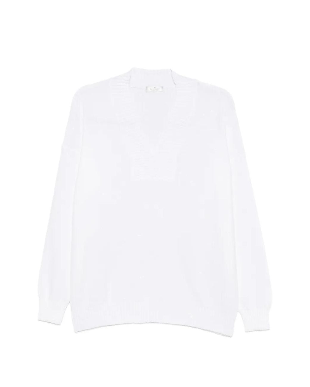 Panicale White Pull En Maille À Col V
