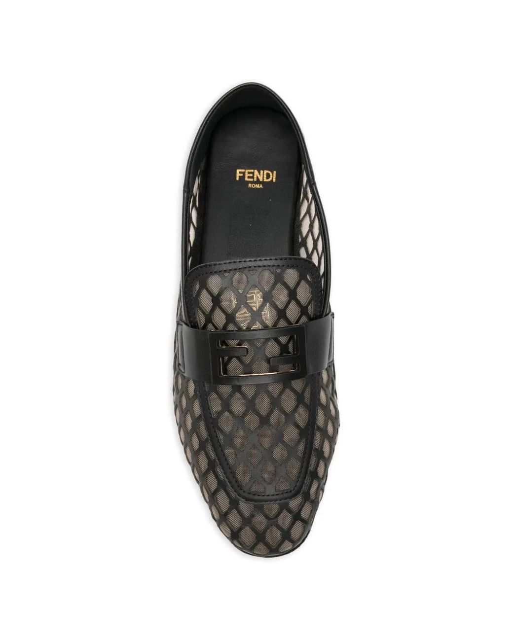 Fendi White Ballerines À Logo Ff Et Découpes