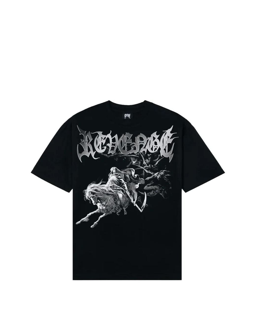 REVENGE Black Chrome Horseman T-Shirt for men