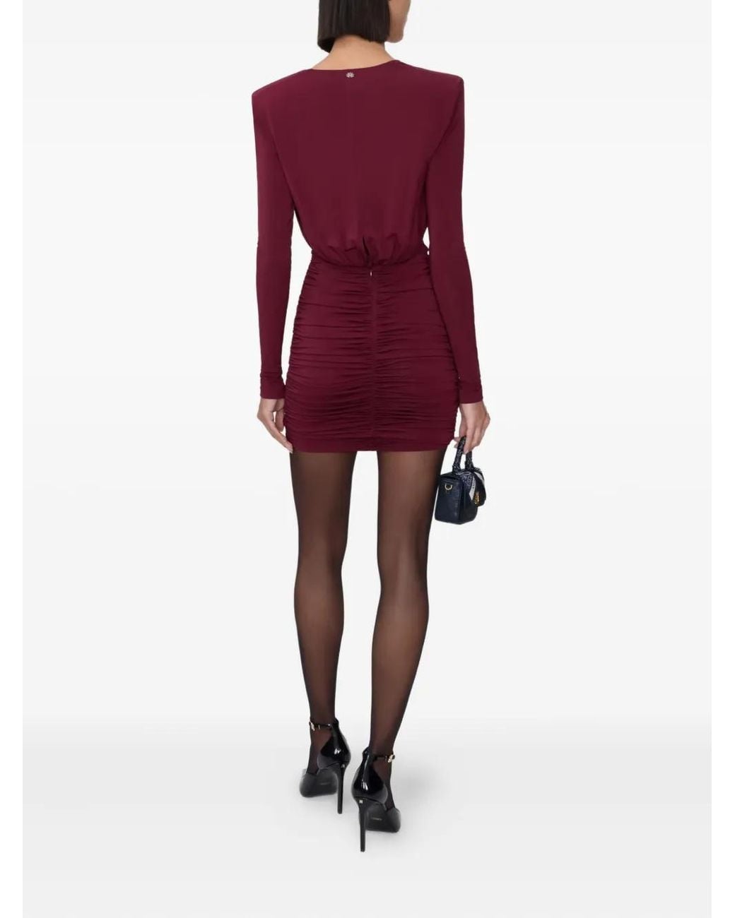 Amiri Red Cowl-Neck Draped Mini Cocktail Dress