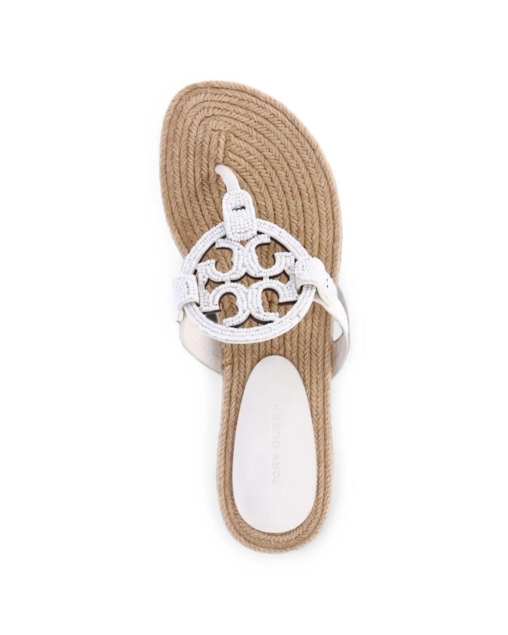 Tory Burch White Miller Espadrilles Mit Perlen