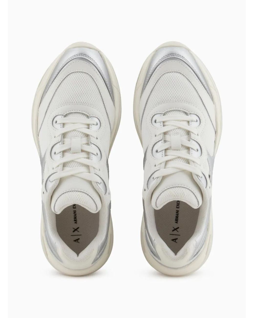 ARMANI EXCHANGE White Metallic-Finish Sneakers