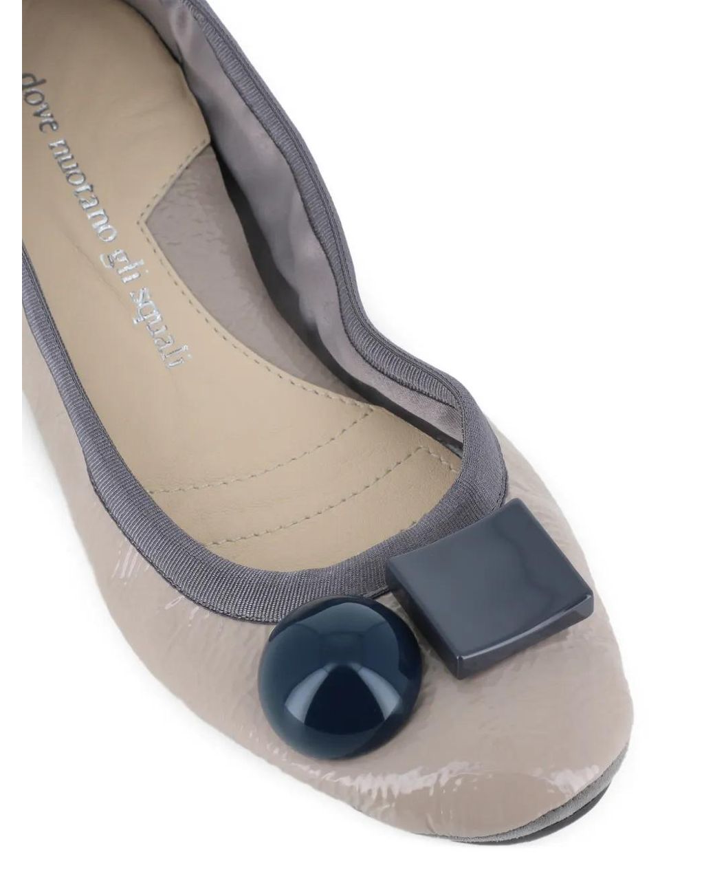 Dove Nuotano Gli Squali White Geometric-Detail Ballet Flats