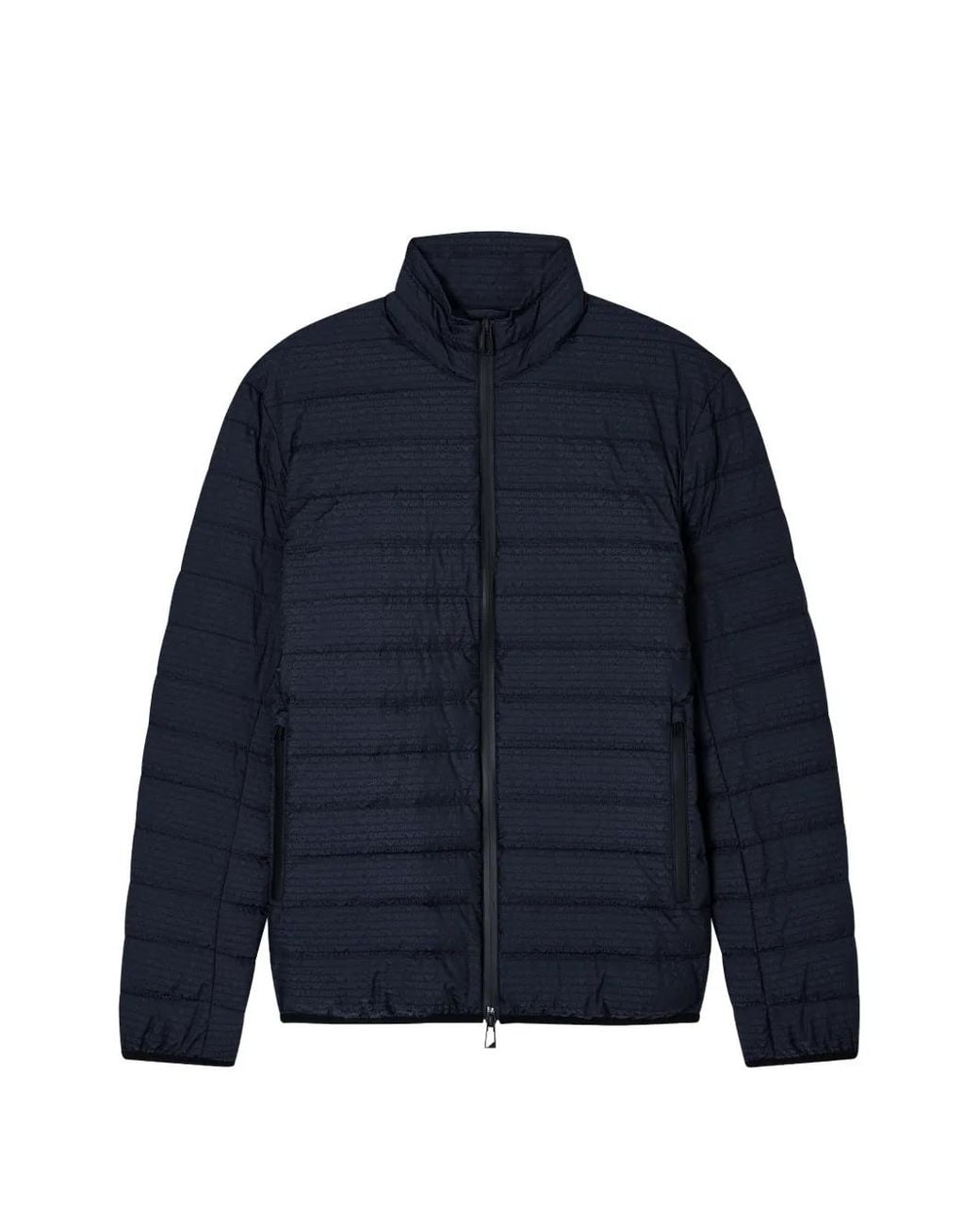 Emporio Armani Blue Logo-Print Zip-Up Down Jacket for men