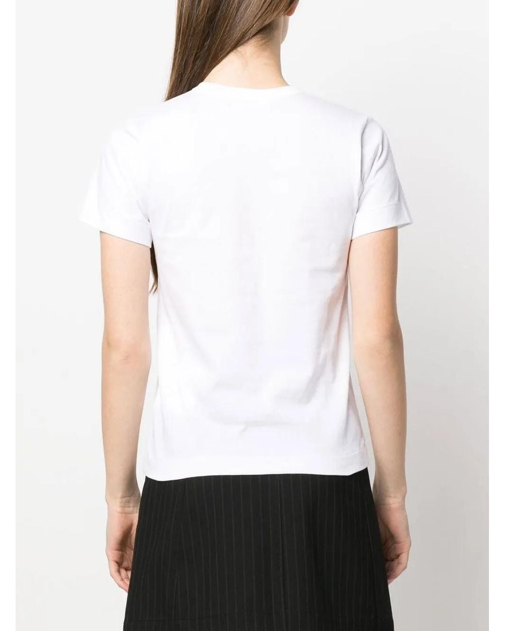 COMME DES GARÇONS PLAY White Cotton Half Sleeve Crew Neck T-shirt