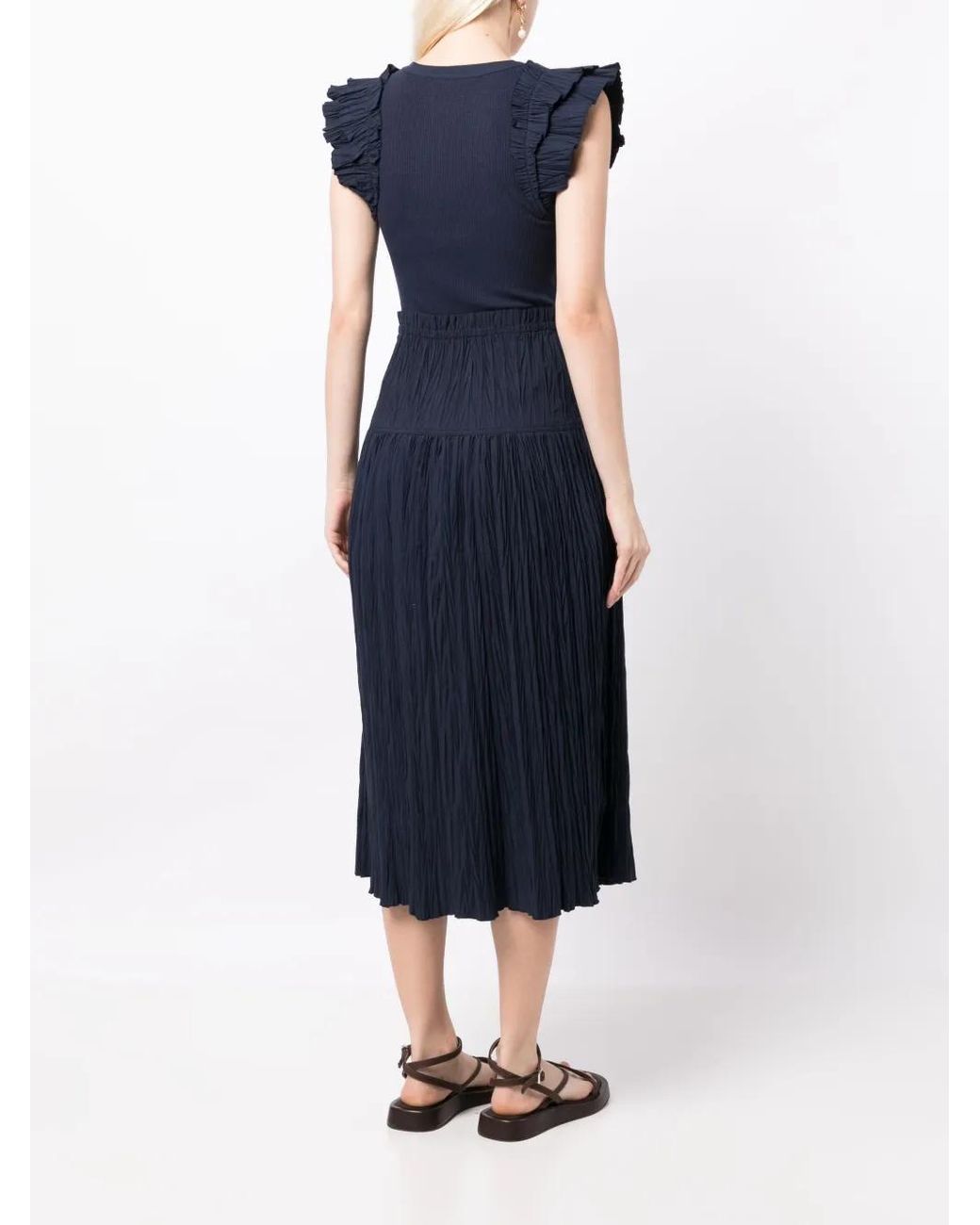 Ulla Johnson Ribgebreide Midi-Jurk in het Blue