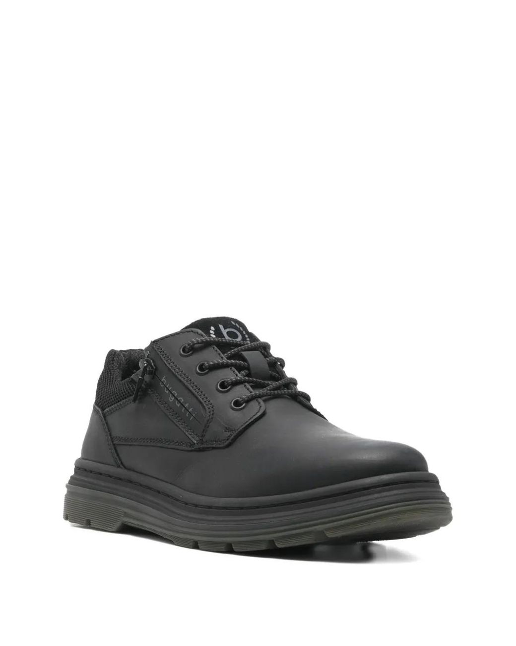 Bugatti Black Zip Leather Derby Shoes for men