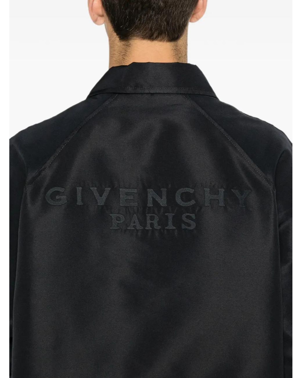 Givenchy Black Veste Coach En Polyfaille Brodée Paris for men