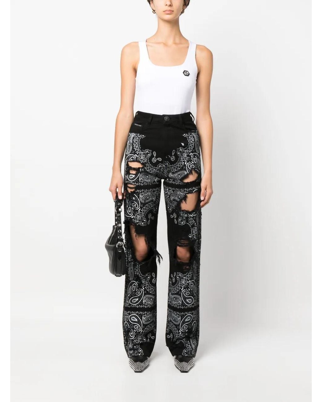 Philipp Plein White Logo-Patch Tank Top