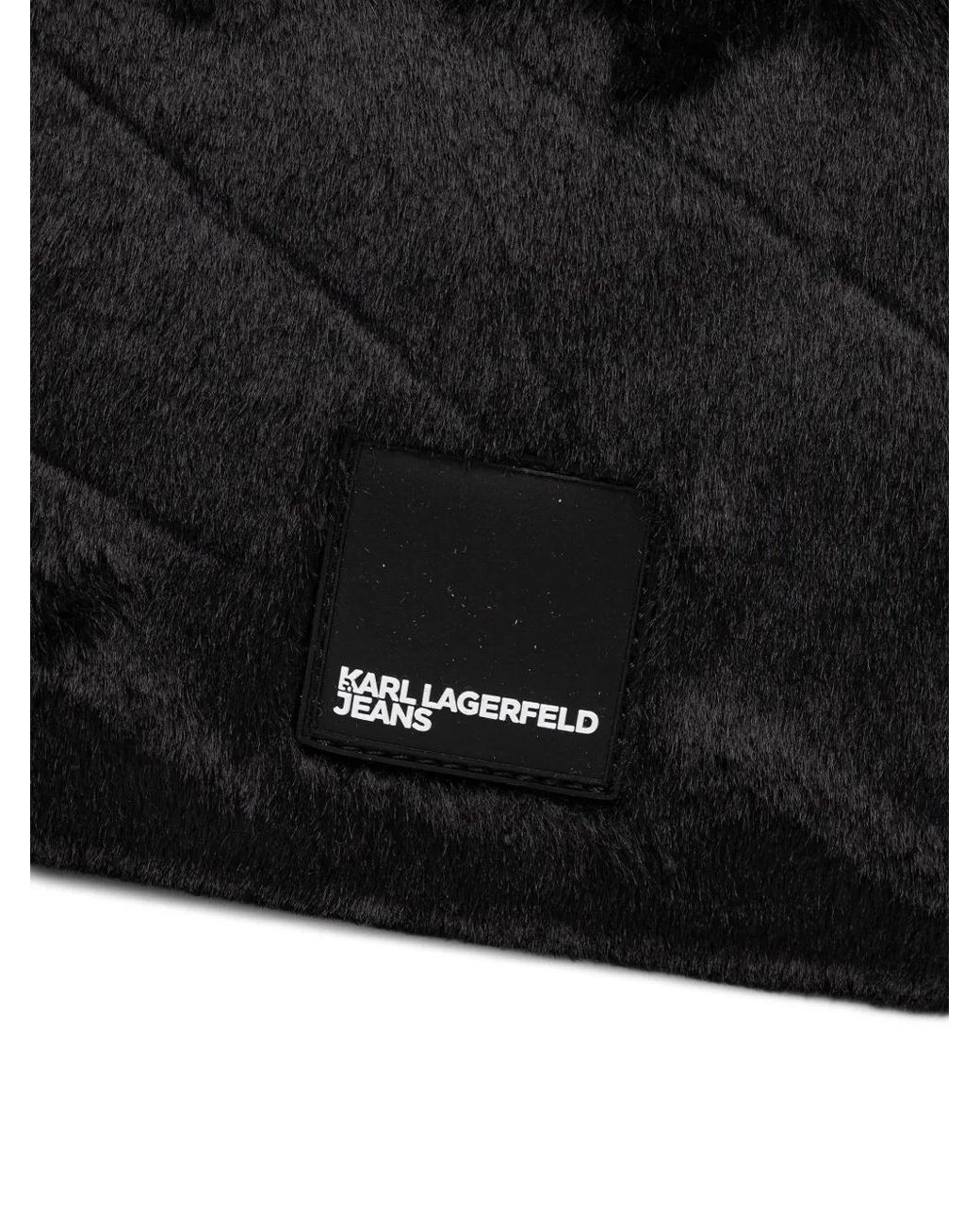Karl Lagerfeld Black Faux-Fur Cross Body Bag