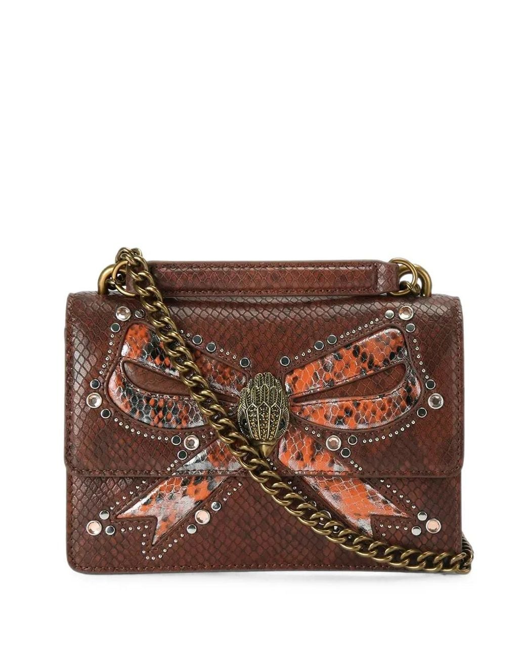 Kurt Geiger Brown Kensington Crystal-Embellished Bow Mini Bag