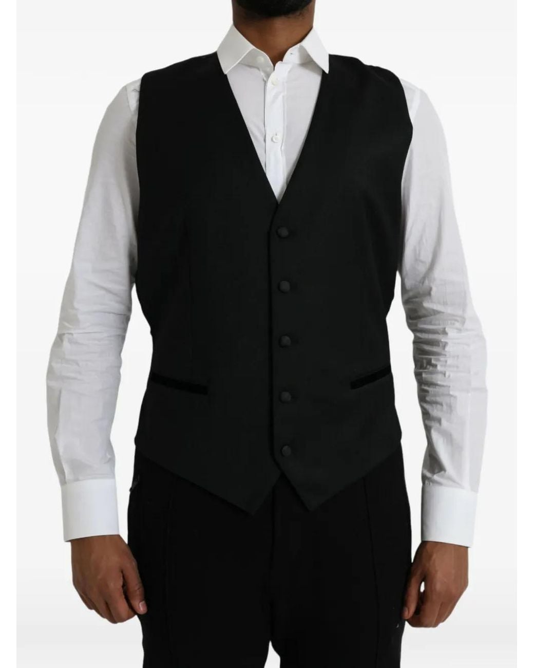 Dolce & Gabbana Black V-Neck Waistcoat for men