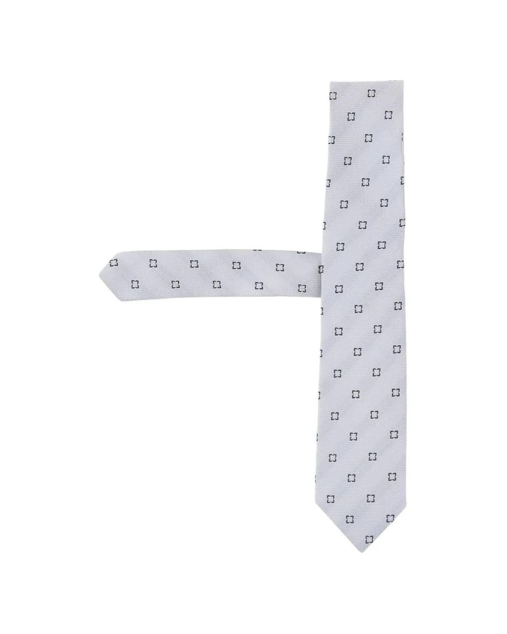 Boss White Geometric-Pattern Tie for men