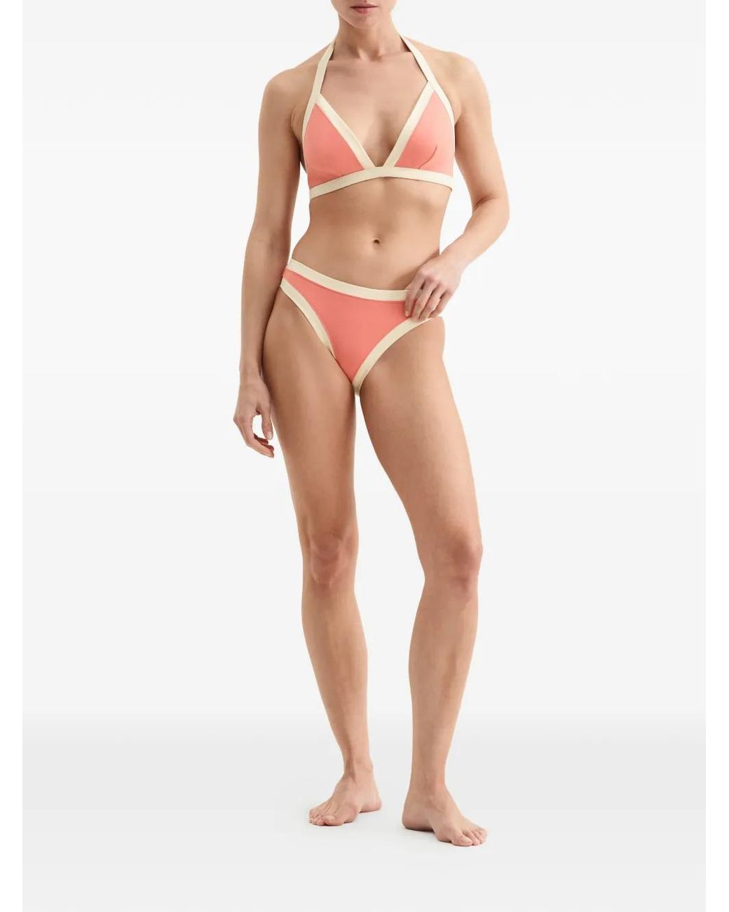 Eres Pink Stapelia Contrast-Trim Bandeau Bikini Top