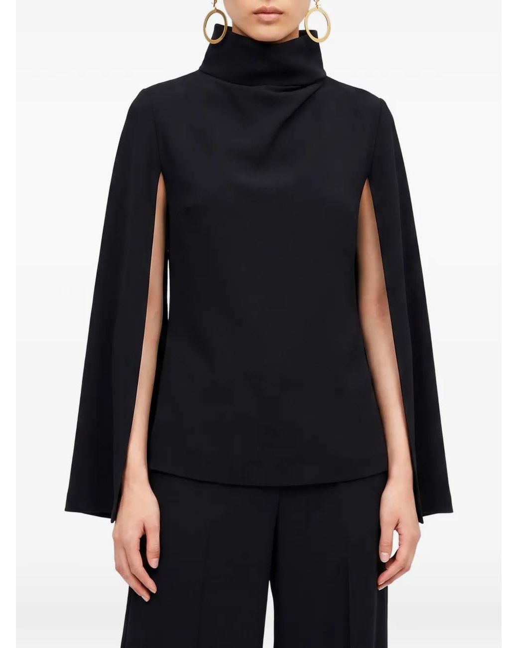 SUTTON NEW YORK Blue Split-Sleeve High-Neck Blouse