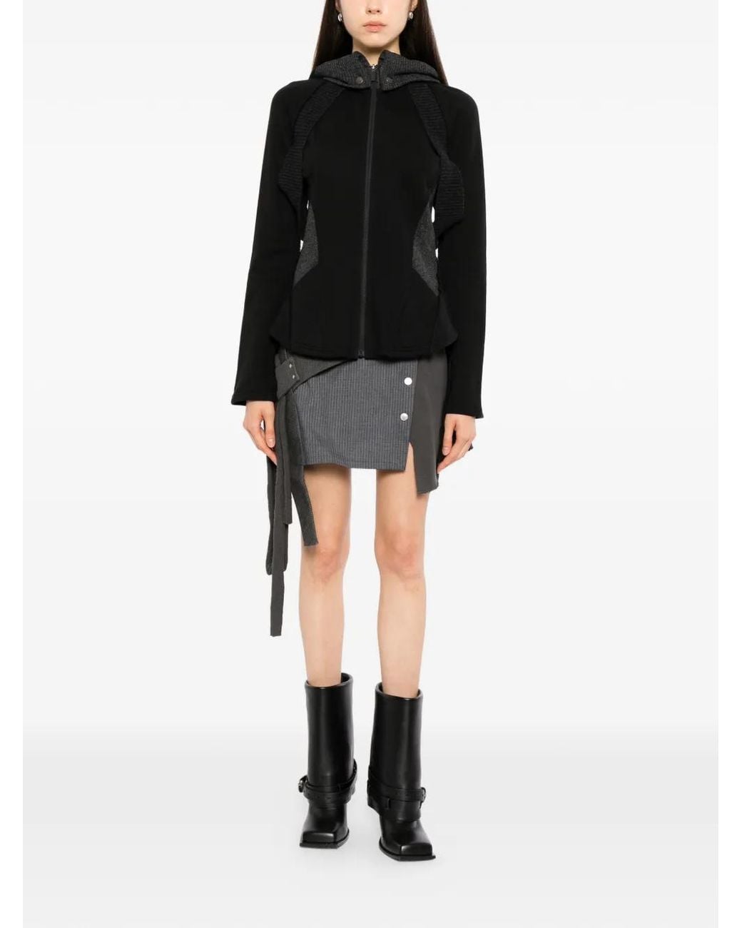 Hyein Seo Black Slashed Zipped Jacket