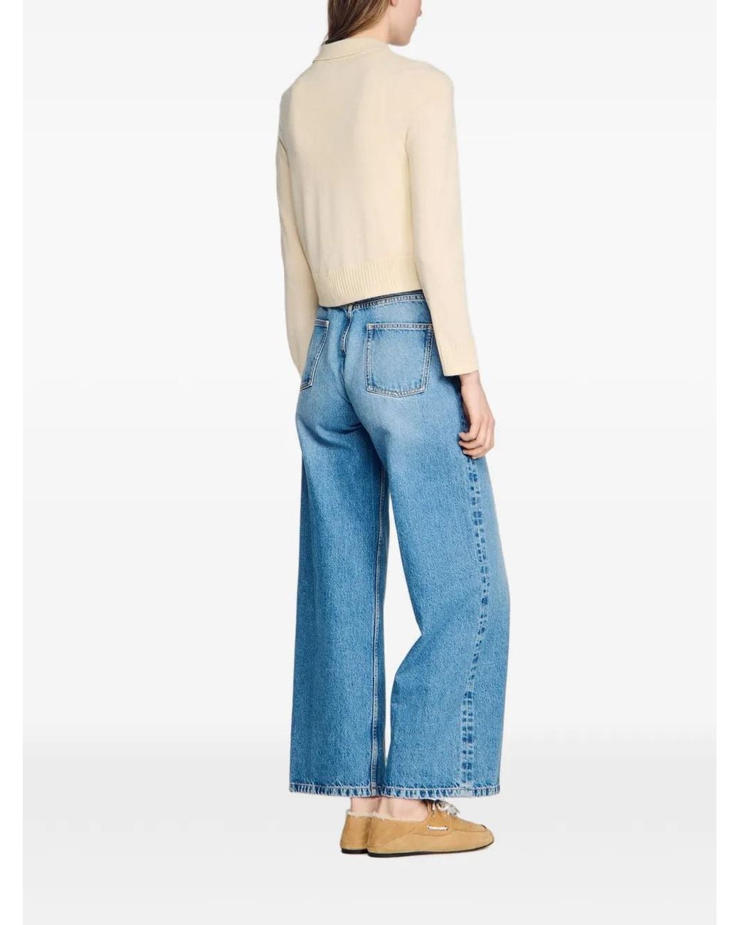 Sandro Natural Cardigan With Shirt Collar
