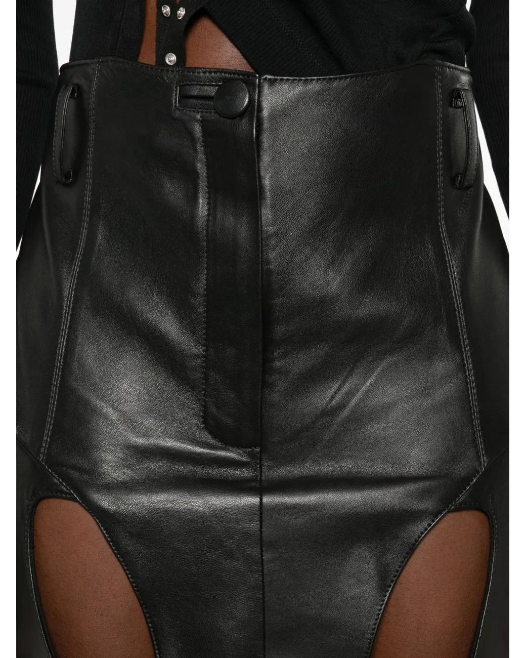 MITILIANE COUTURE Gray Cut-Out Leather Mini Skirt