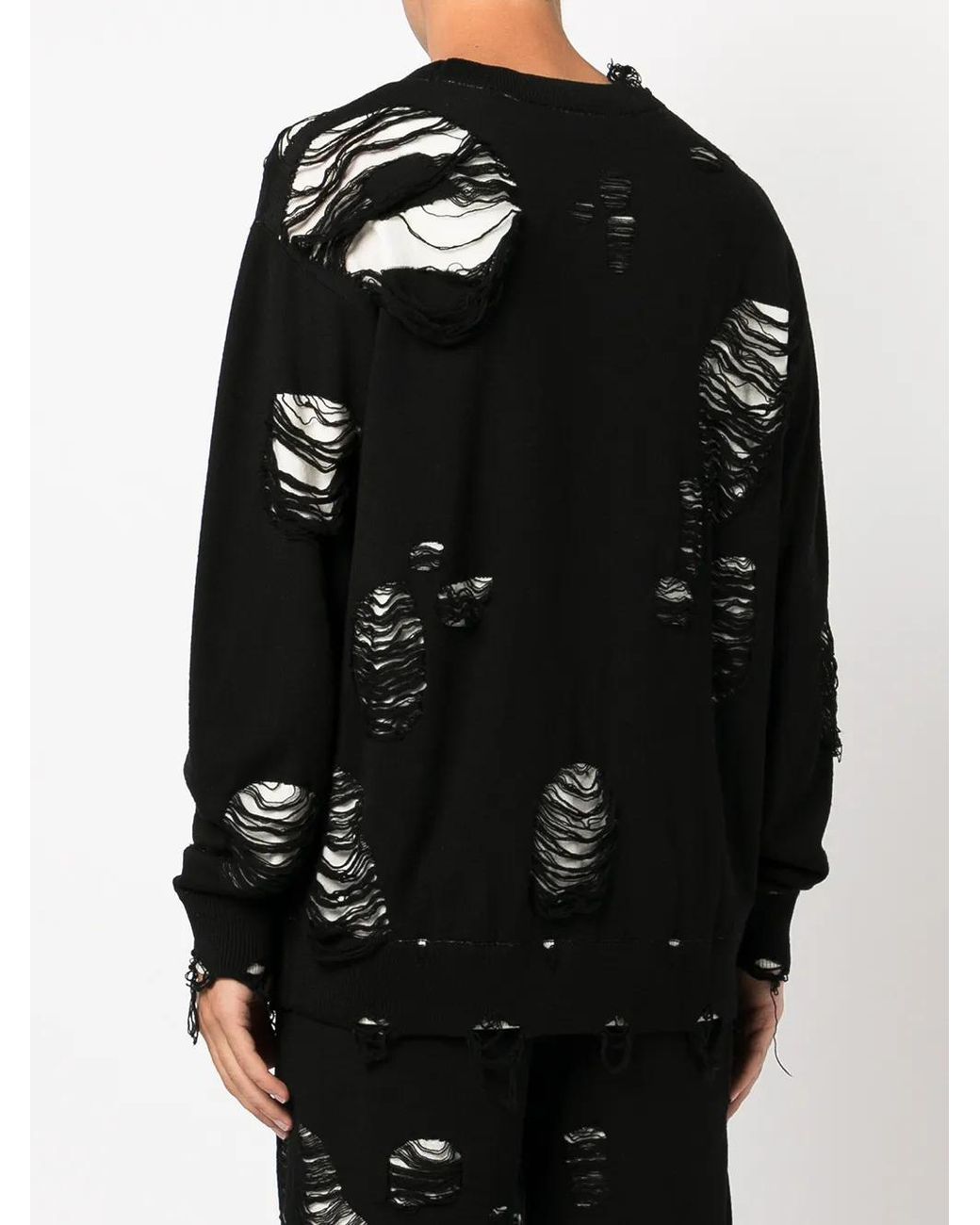 Haculla Black Logo-Knit Distressed Jumper for men