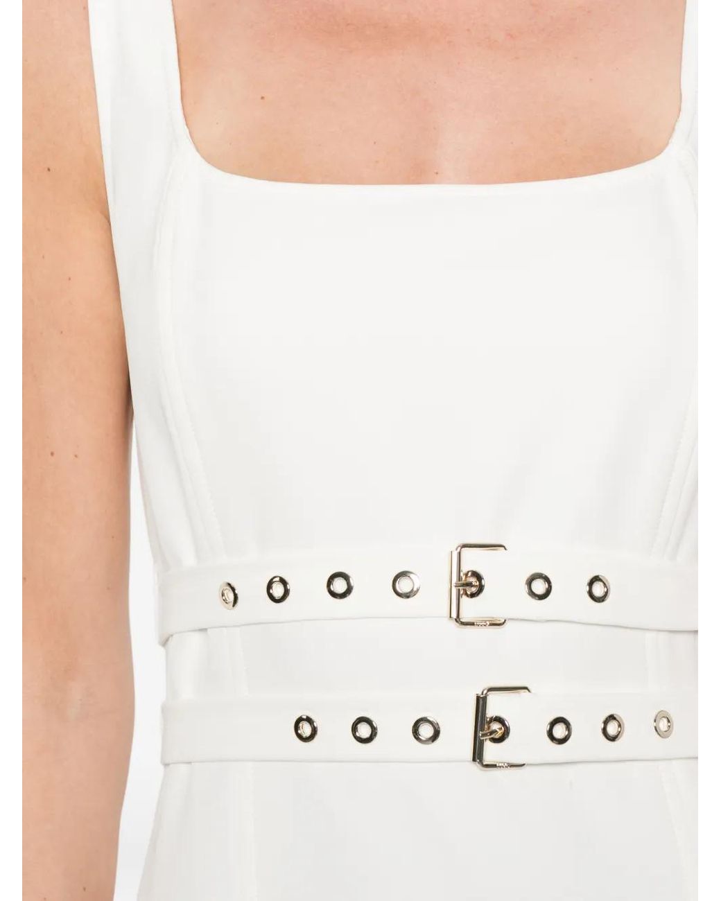 Liu Jo White Short Sheath Dress With Buckles