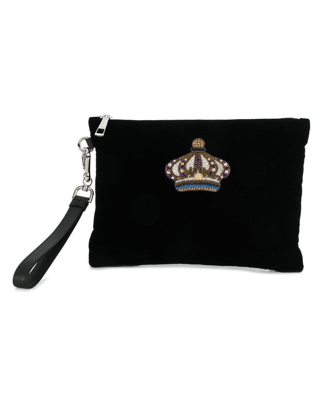 Bolso de mano con corona bordada Versace de de color Negro | Lyst