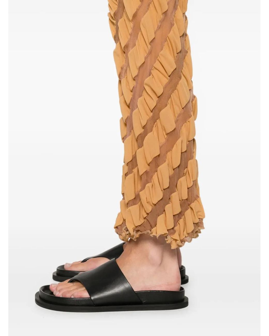 Anni Salonen Orange Twisted Ruffled Trousers