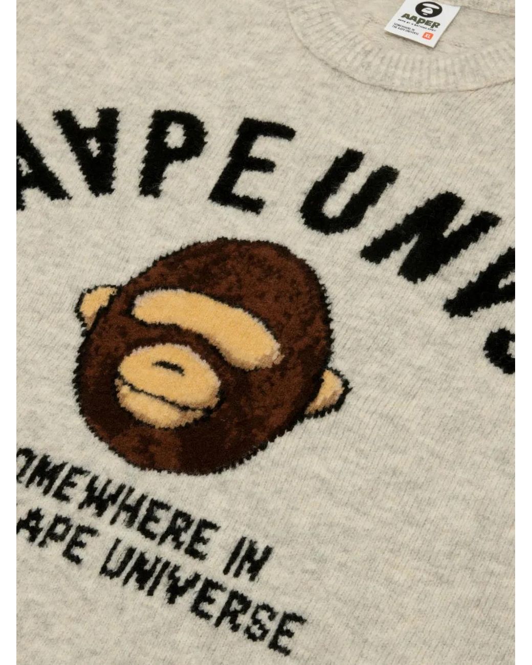 Aape By A Bathing Ape Gray Logo Graphic Sweater for men