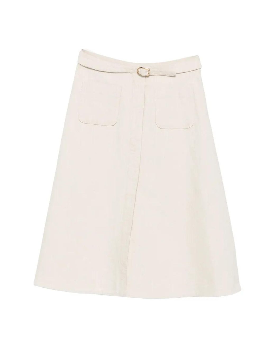 Dorothee Schumacher White Belted Patch-Pocket Midi Skirt