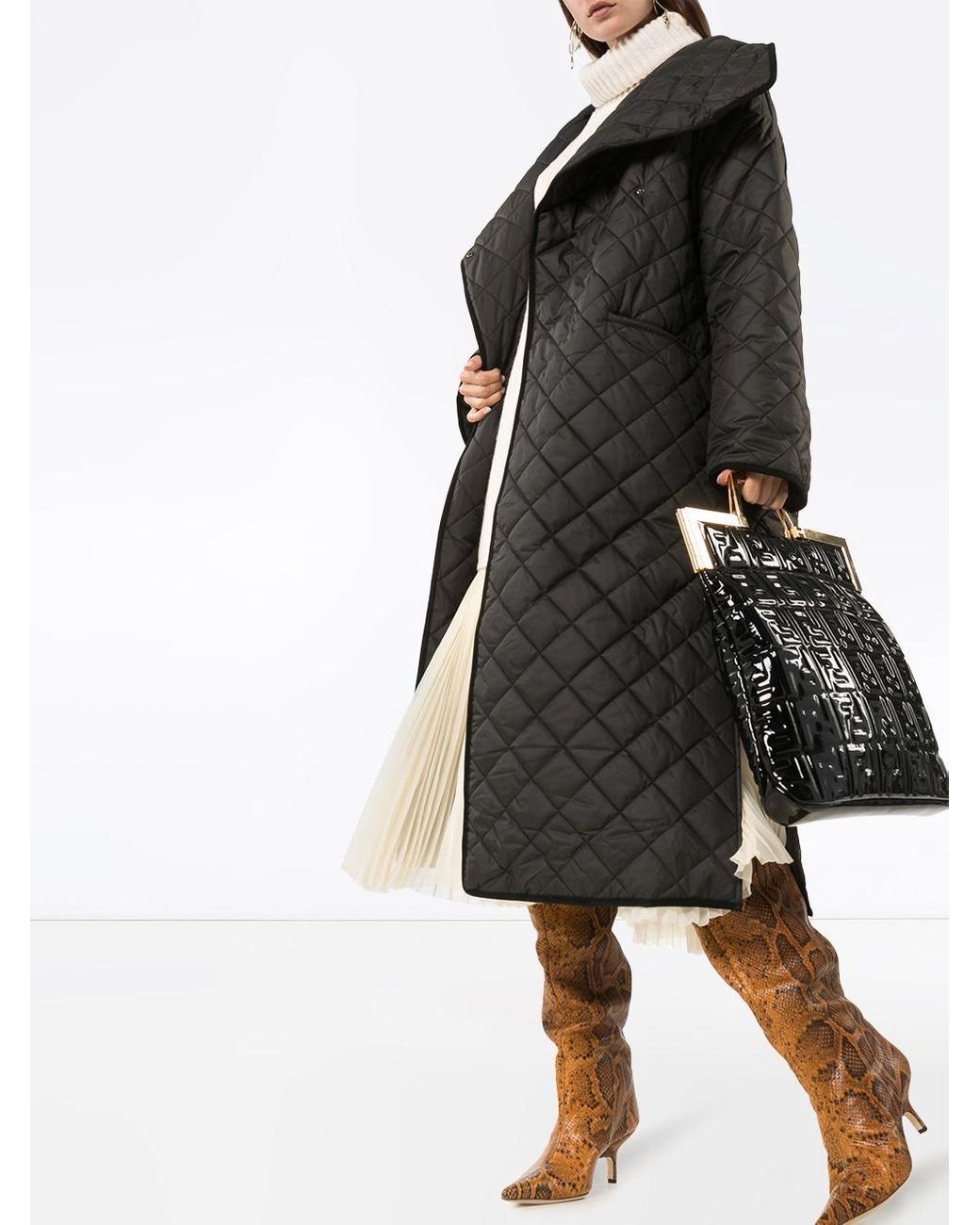 Totême Annecy Quilted Coat in Black | Lyst Australia