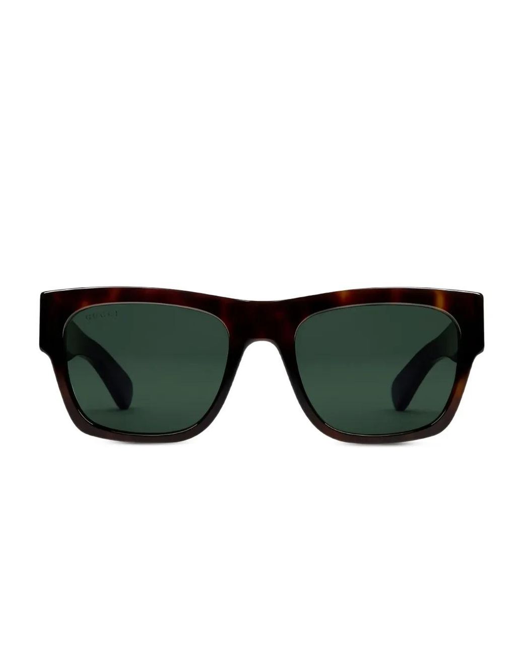Gucci Black Tortoiseshell Square-Frame Sunglasses