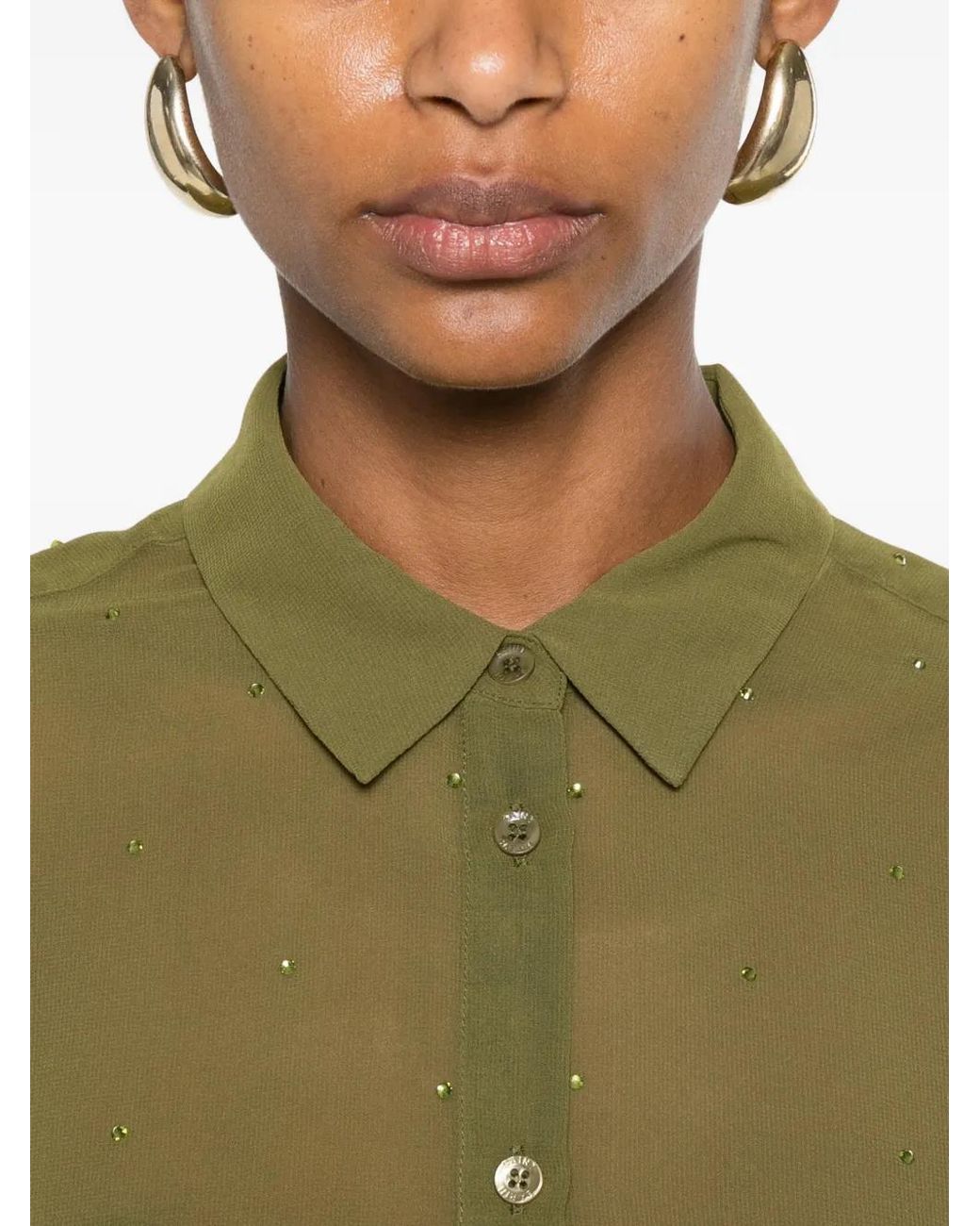 Mc2 Saint Barth Green Brigitte Semi-Sheer Long-Sleeve Shirt