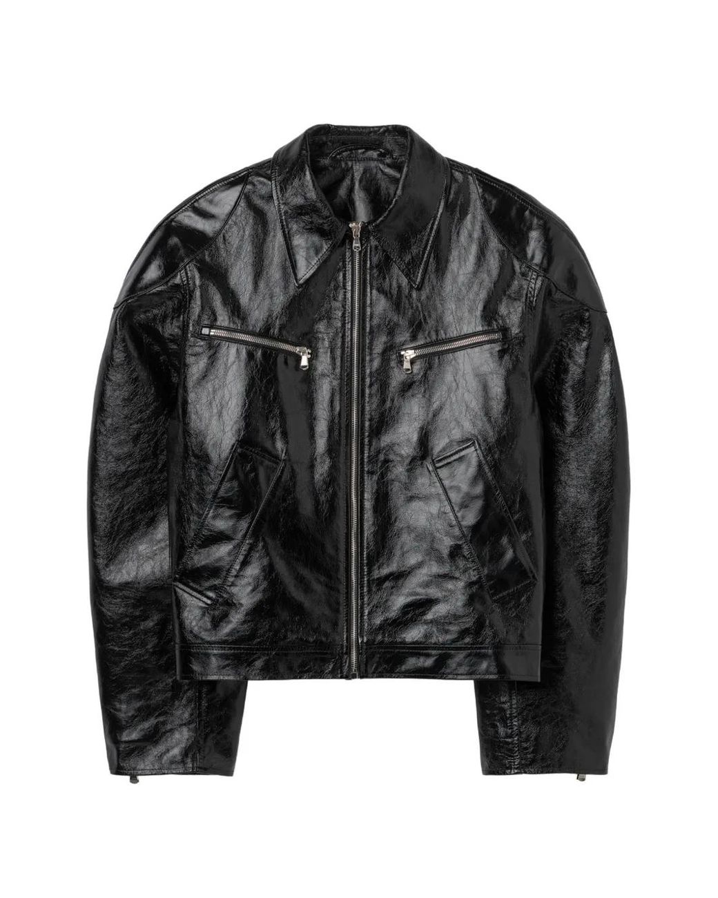 Séfr Black Zip-Up Leather Jacket for men