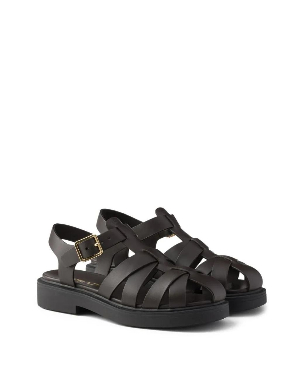 Prada Black Leather Fisherman's Sandals
