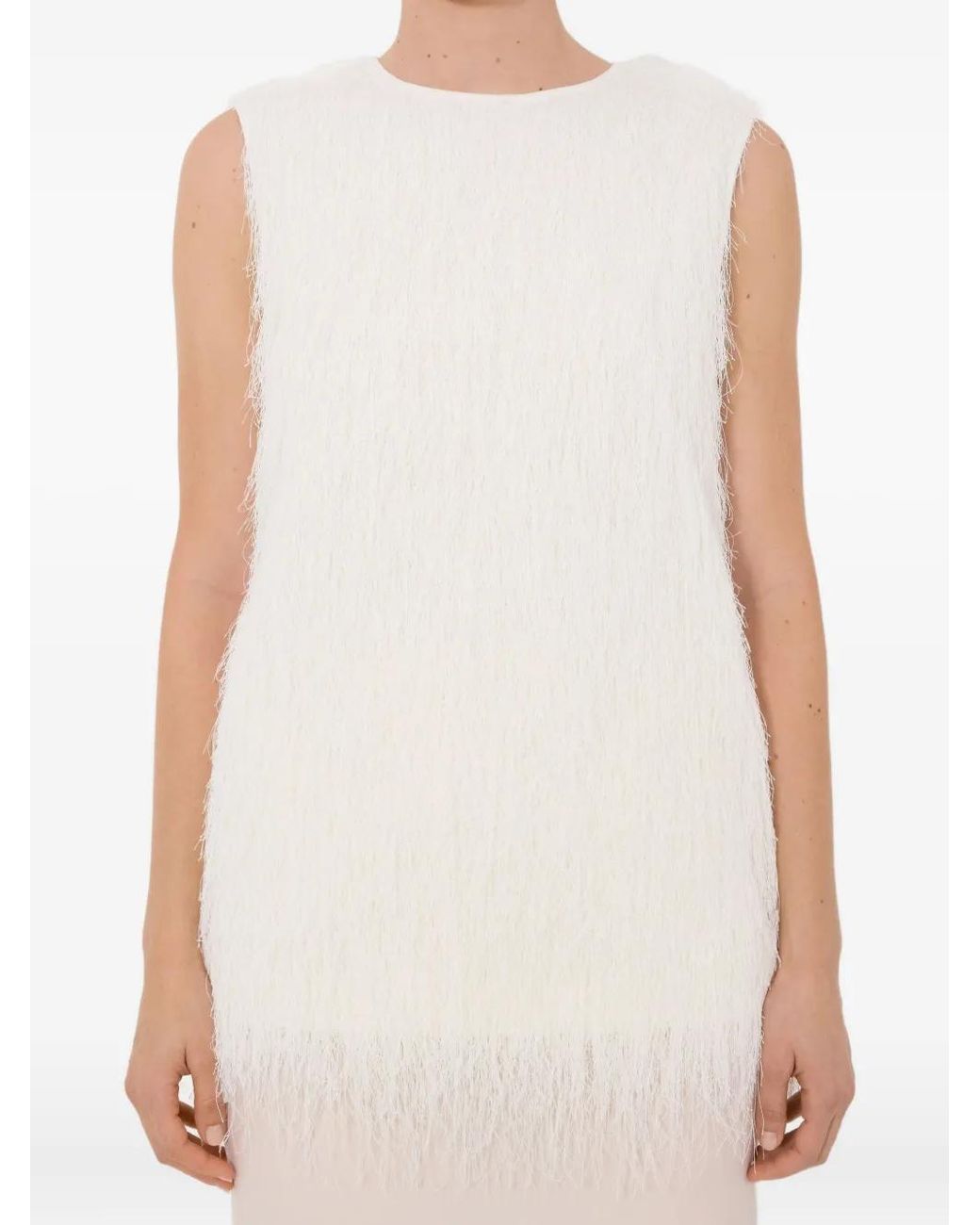 Loulou de Saison White Yasmin Fringed Sleeveless Top