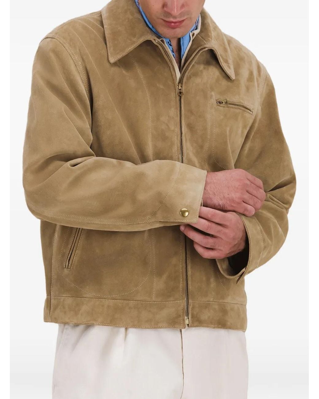 Fortela Natural Rhode Zip Suede Leather Jacket for men