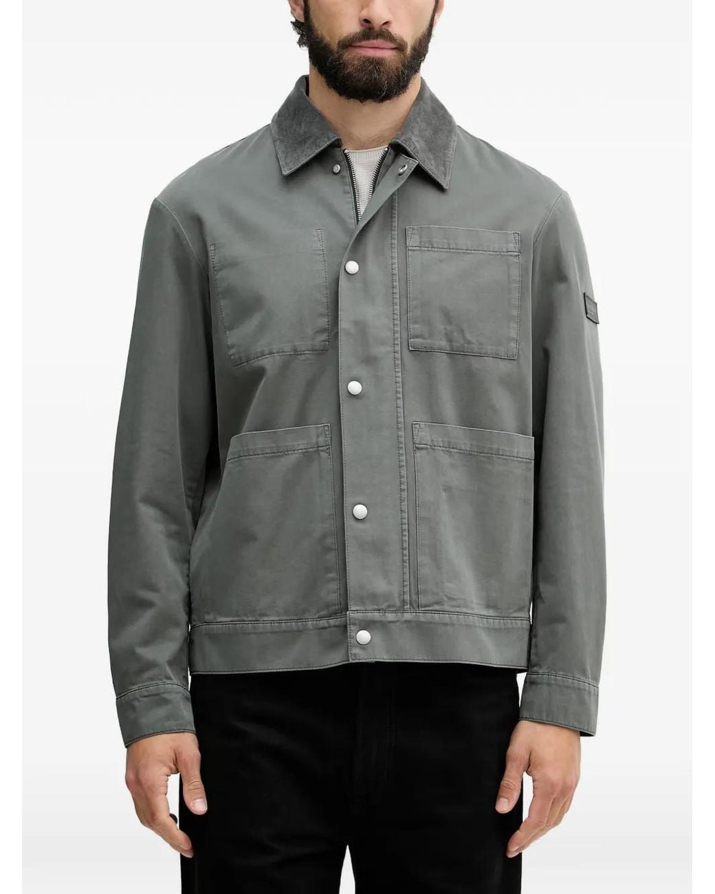 Marc O' Polo Gray Corduroy-Collar Patch-Pocket Jacket for men
