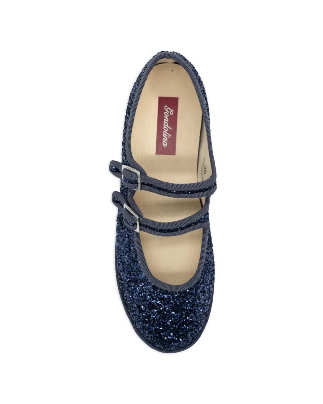 Gondolina Blue Mary Jane Glitter-Embellishment Ballet Flats