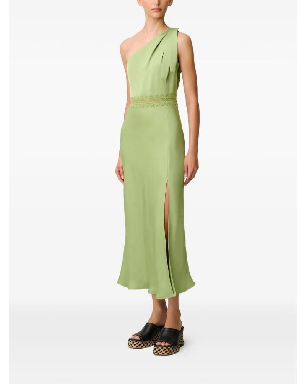 Claudie Pierlot Green Satin And Lace Maxi Dress