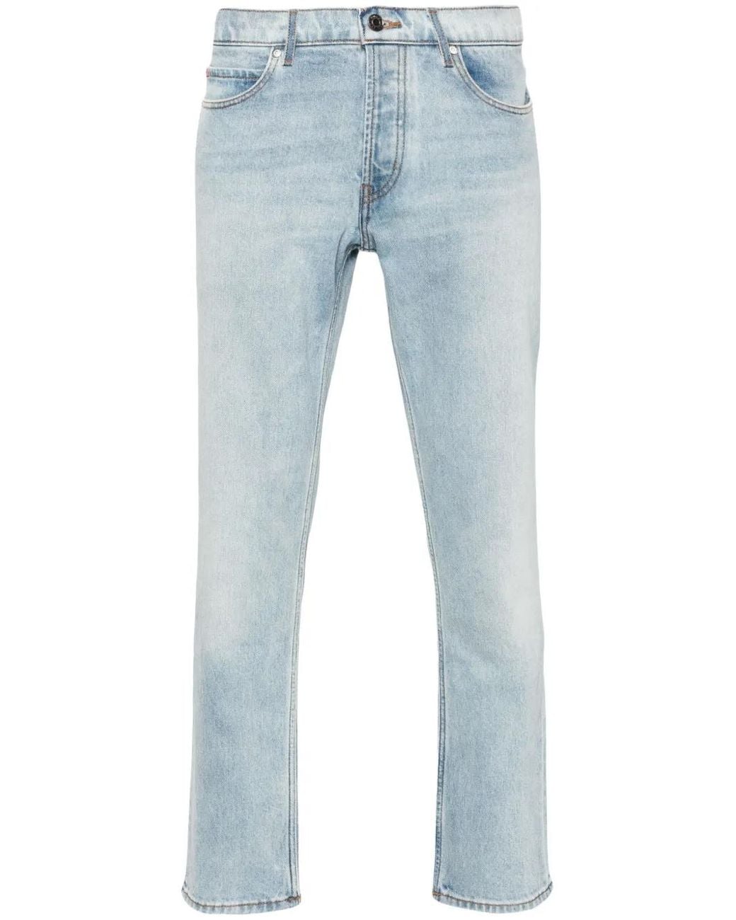 HUGO Blue Slim-Leg Cotton-Blend Jeans for men