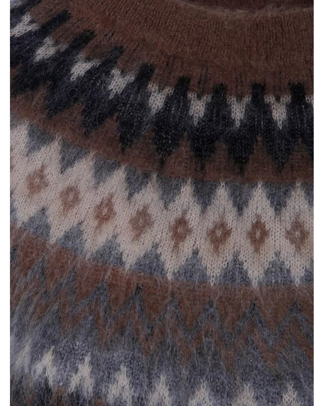 Max Mara Brown Fair Isle-Pattern Sweater