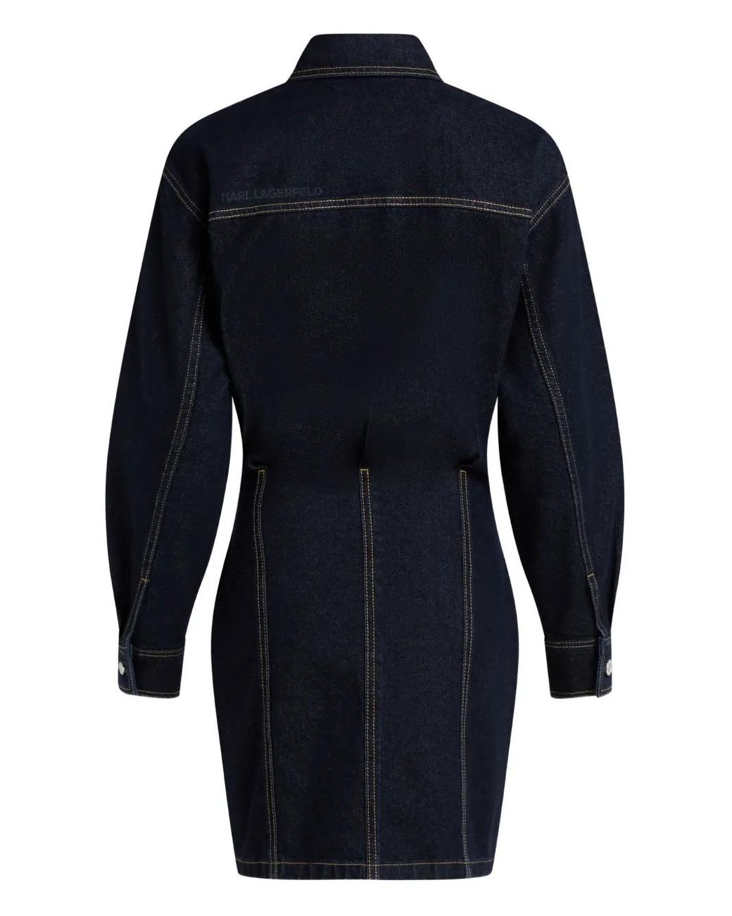 Karl Lagerfeld Blue Logo-Patch Denim Shirt Dress
