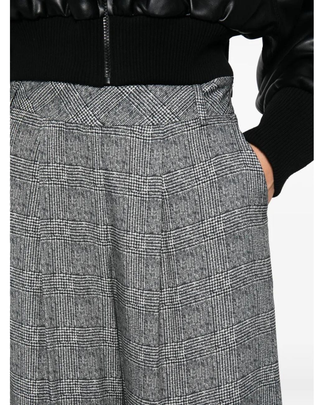 ERMANNO FIRENZE Gray Prince Of Wales Check Palazzo Pants