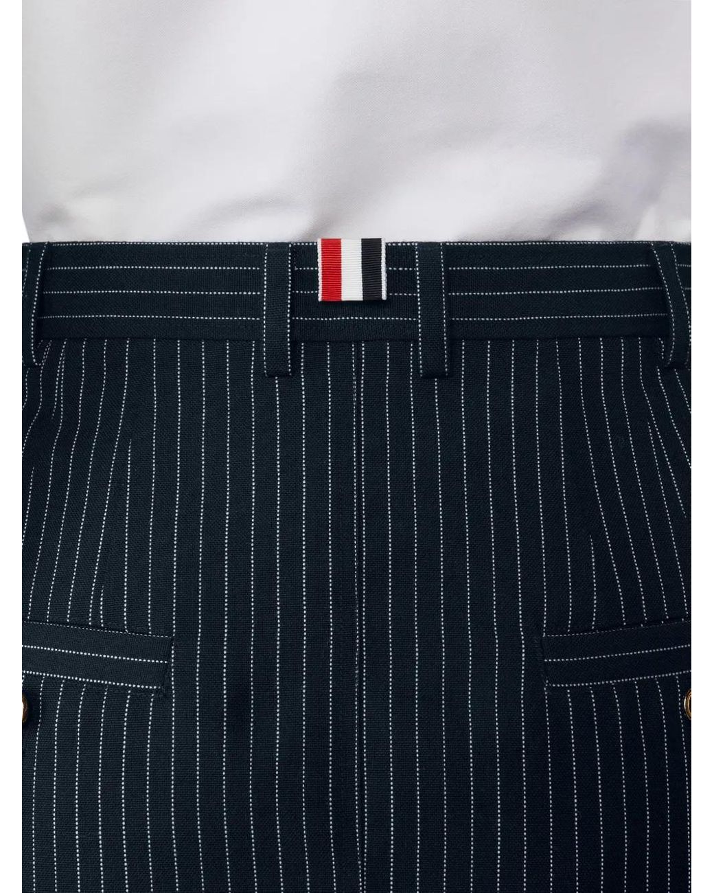 Thom Browne Blue Pinstripe High-Waist Skirt