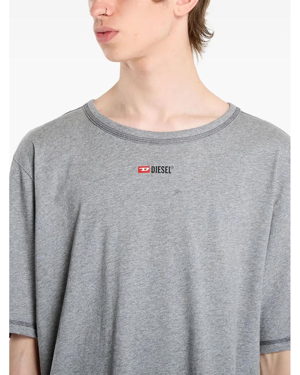 DIESEL Gray Set-Adam-D-Core Logo-Print Pyjama Set for men