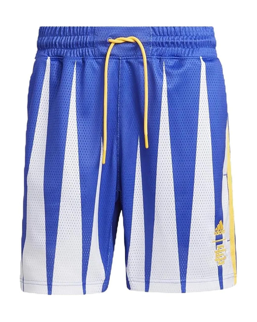Adidas Blue Geometric-Print Shorts for men