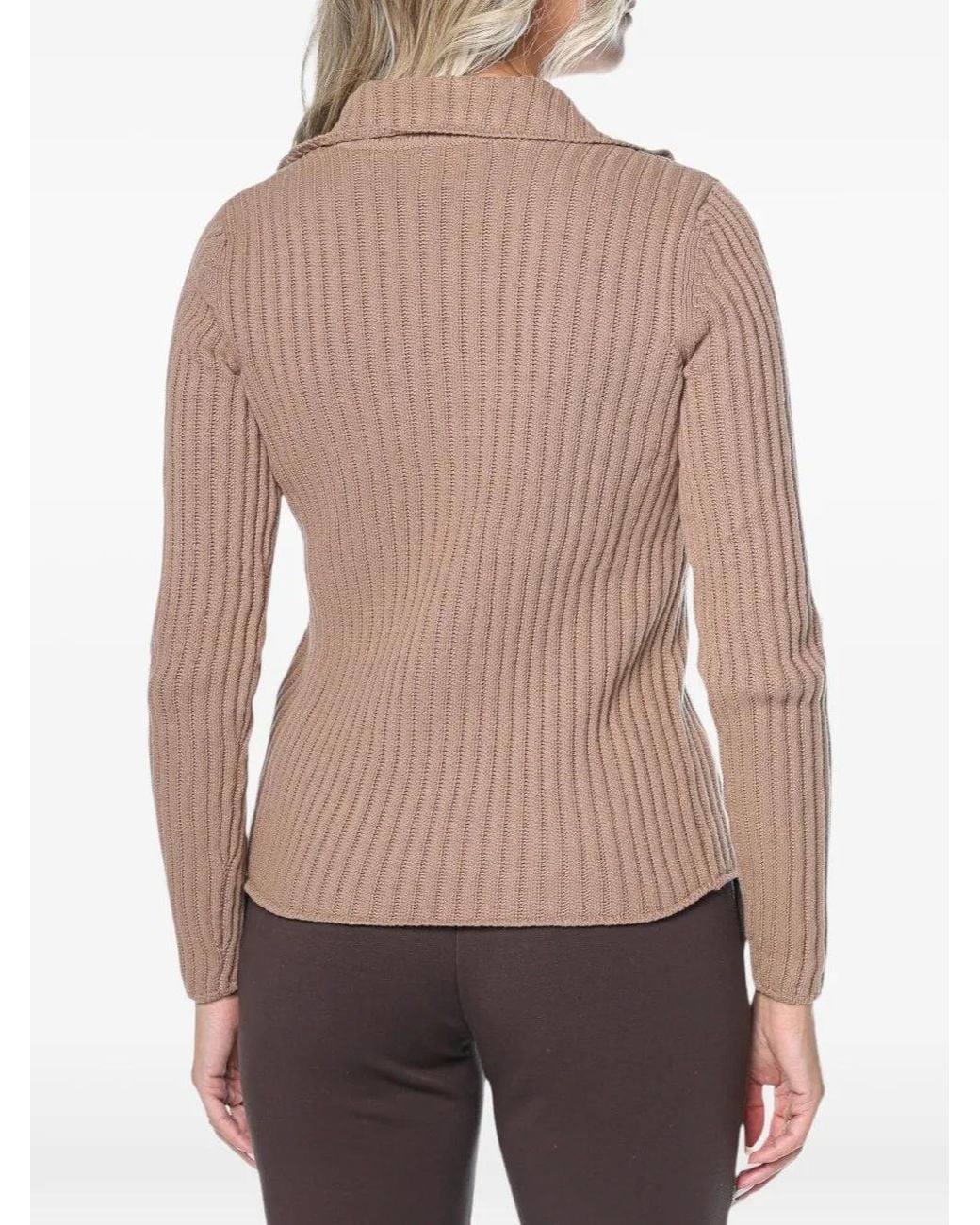 DKNY Natural Ribbed-Knit Button-Up Cardigan