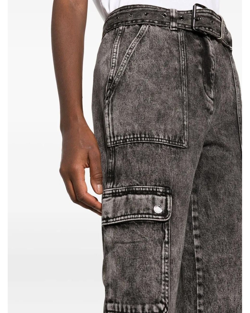 MICHAEL Michael Kors Gray Belted Washed Straight-Leg Jeans