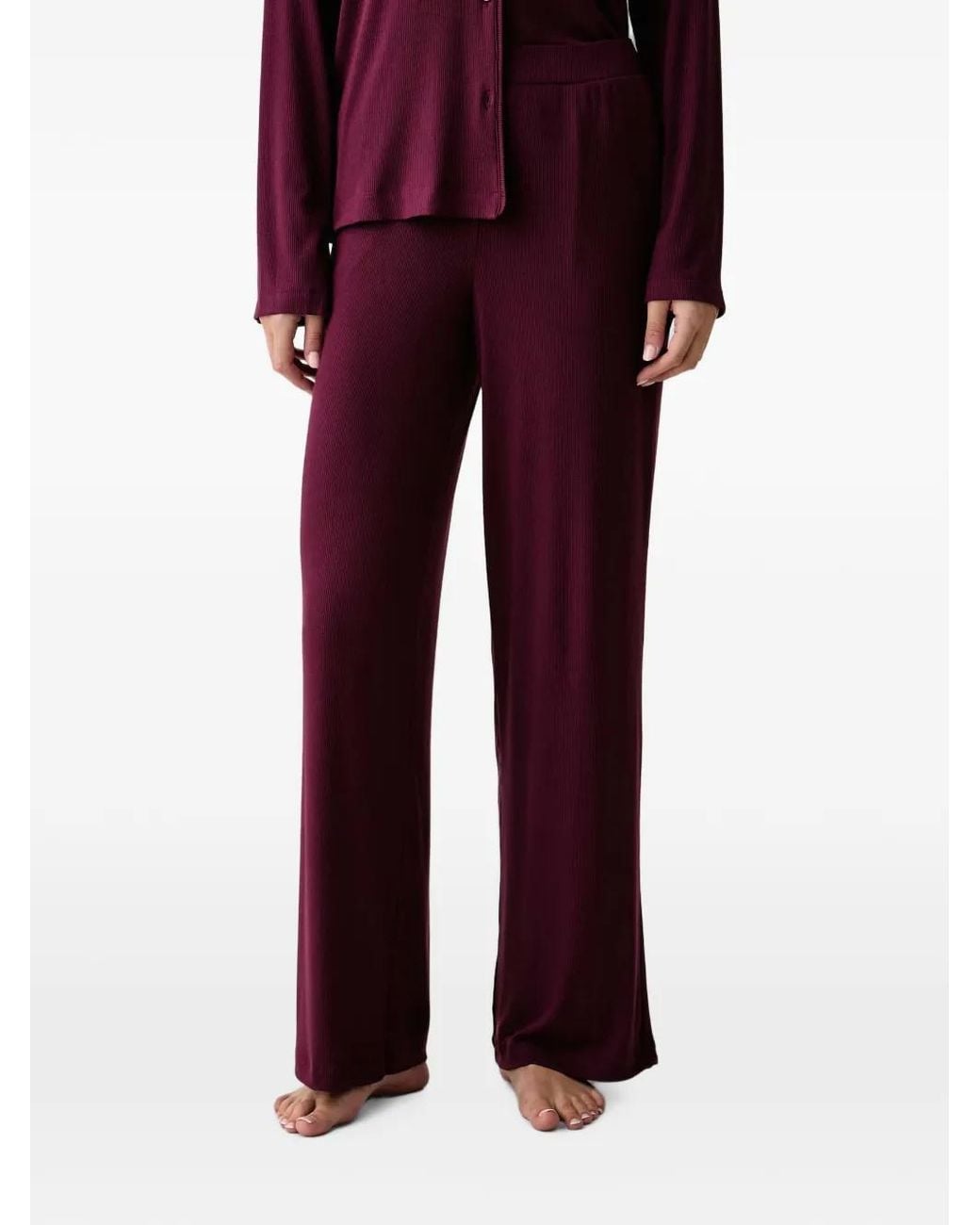 DKNY Red Ribbed-Knit Pyjamas