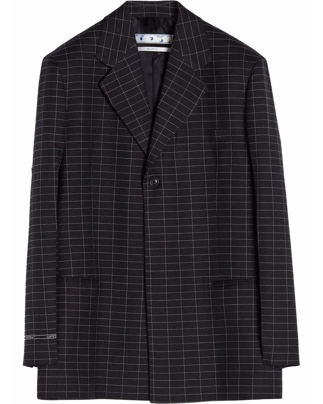 Off-White c/o Virgil Abloh Black Check-Pattern Single-Breasted Blazer for men